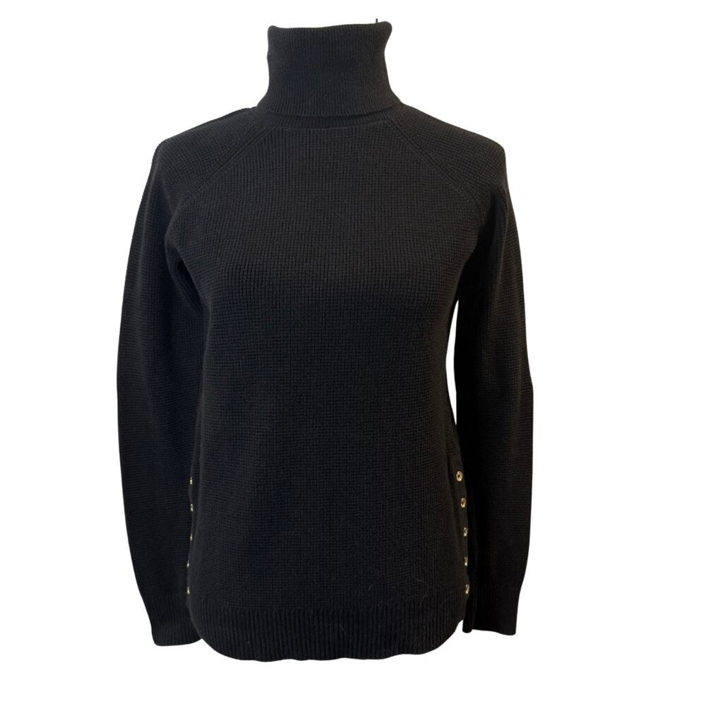 Michael Michael Kors Women’s Black Waffle Knit Turtleneck Sweater Size M